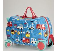 AiQInu Valise pour Enfant, Valise Cabine 2-en-1 avec Lanière, Valise Trunki Approuvée Avion, Design Shérif Bleu, Capacité 17L