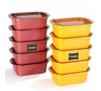 AiQInu10PCS Boite Alimentaire Plastique, Rectangulaire Boite Congelation Alimentaire avec Couvercle, Empilables Boite Hermetique Alimentaire, Hermétiques, Sans Bpa, Adaptés au Micro-Onde, 500ML