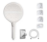 Air-Boost 5.9" High-Pressure Handheld Shower Head with 4 Spray Modes, Handheld Shower Head With 4 Spray Modes,Detachable Hose & Adjustable Bracket, Self-Cleaning Silicone Nozzles (White)