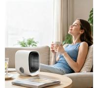 Air Breeze Refroidisseur Portable, Airabreeze Portable Air Conditioner with 300ml Tank & 7 Color LED Nightlight, 3 Speed Settings, Quiet, Cool down Any Room in Just 90 Seconds (White)