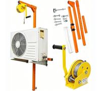 Air Conditioning Installation Lifting Tool 150kg Capacity Removable and Portable with Hanger Pulley Rope Hand Winch Outdoor Crane Holder Tool for Installation of Outdoor Air Conditioning (30m)