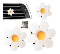 Air de fleurs de voiture, mignon Daisy Charm Charm Vierge Ventilateur de ventilation Air Aino, arômes d'adoption généralisée, accessoires décoratifs de voiture décoratifs 3 pièces, clips D
