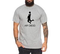 Air Diego - T-Shirt pour Homme Tee-Shirt Argentine Football Coupe du Monde 1986 Maradona Shirt Soccer Légende Footballer, Tasse:Gris Chiné, Taille:3XL