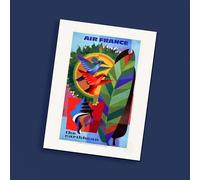 Air France - AFFICHE 30x40cm - The Caribbean - Nathan 1961 - envoi roulé