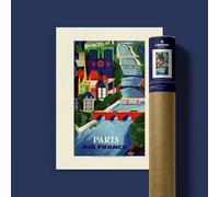 AIR FRANCE Affiche Vintage Paris, 50x70 cm, Édition d'Art, Papier Vergé 220g