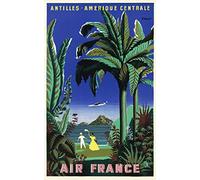 Air France - Antilles Amérique Centrale B.Villemot 1948 - 50X70 Cm Affiche / Poster