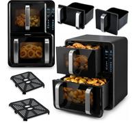 Air Fryer 12 L Double Chambre 5 L + 7 L 2800 W 8 Programmes Écran Tactile Fenêtre LED Sync