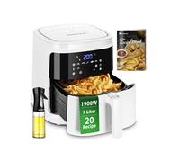 Air Fryer 7L 1900W 5 en 1 White Cube 7 fonctions prédéfinies avec écran LED, Panier antiadhésif amovible, Maintien de la chaleur, 20 recettes sans