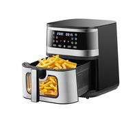 Air Fryer 8 en 1, Friteuse Sans Huile 1900W 10L avec fenêtre de visualisation écran tactile LED, Livré avec quatre accessoires, Noir