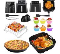 Air Fryer Accessoires pour Cosori 5,5L-6,2L, 19 PCS Moule Silicone Air Fryer pour Philips NA230/Ninja AF180 AF140/Russell Hobbs/Tefal et la Plupart des Friteuses à Air Chaud Carrées 4L-8L
