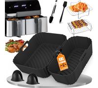 Air Fryer Accessoires Pour Moulinex Easy Fry Dual 5,2/3,1L - 8PCS Airfryer Accessoires Inclus Moule Silicone, Racks, Pince Alimentaire, Pinceau, etc
