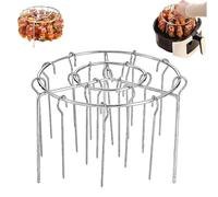 Air Fryer Accessories, Multifunctional Kitchen Set for Cooking, 6.3 inch Round Skewer Stand, Stainless Steel Hanging Barbecue Rack with 12 Skewers (24 skewers)
