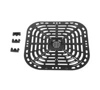 Air Fryer Grill Pan, 23.5x24.5cm Square Fryer Rack Replacement Parts Accessories Crisper Plate Grill Plate Crisper Tray with Rubber Bumpers, Dishwasher Safe