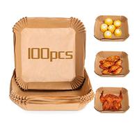 Air Fryer Liners,100PCS Disposable Baking Paper,Oil-Proof, Water-Proof, Food Grade Parchment for Baking Roasting Microwave (Square, 8 in/20cm)