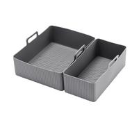 Air Fryer Liners - Rectangular Silicone Basket, 2-Pack Heat Resistant Baking Tray with Raised Rib Design, Non-Stick Oven Pot, Reusable Cookware Accessory for Home Kitchen, Studio, Restaurants