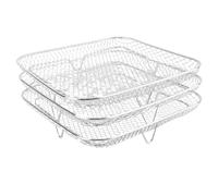 Air Fryer Rack 3Pcs Stackable Stainless Steel Dehydrator Rack 8 Inch Multi Layer Grillrack Food Grill Air Fryer Accessories (square)