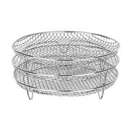 Air Fryer Rack, Set of 3, Stackable Multi-Layer Stainless Steel Dehydrator, Accessories Oven Steamer Basket(Round)
