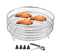 Air Fryer Rack, Stackable Grill Basket, Stainless Steel Airfryer Rack, Multilayer Cooking Stand with Gripper Clip and Compatibility Design for Crispy, Even Cooking, 1 Set