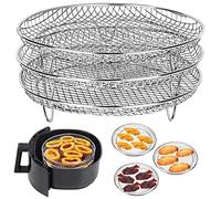 Air Fryer Racks 304 Étagère pour friteuse à air en acier inoxydable 304 3 couches Grille empilable 19 cm Accessoires pour four, cuisinière à presse et la plupart des friteuses à air chaud (rond)
