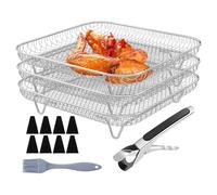 Air Fryer Racks - 8inchair Fryer Basket | Square Airfryer Accessories | 13 Pieces Non-Stick Stainless Stackable Drying Basket Set for Cooking Oven Restaurant Toast Vegetable Grilling Baking