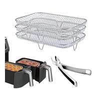 Air Fryer Racks for Ninja Dual, accessoires de friteuse à air chaud, 3 couches, paniers empilables, en acier inoxydable 304, grille de cuisson Airfryer, accessoires Airfryer (21 x 14,5 x 10 cm)