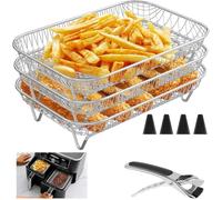 Air Fryer Racks Lot de 3 paniers à friteuse à air en acier inoxydable 304, panier empilable, accessoires de friteuse à air chaud