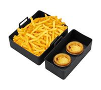 Air Fryer Silicone Liners Pot - Air Fryer Liners | Rectangular Aîr Fryers Basket | 2 Silicone Pot Baking Tray | Silîcone Pots Baking Tray for Microwave | Multifunctional Bakîng Trays Oven Accessories