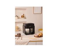 AIR FRYER STUDIO CRYSTAL - Friteuse à air en verre 4,2 L avec cuiseur vapeur en option - Noir