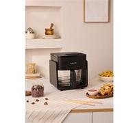 AIR FRYER STUDIO CRYSTAL - Friteuse à air en verre 4,2 L avec cuiseur vapeur en option - Noir