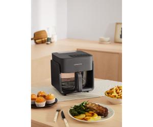 AIR FRYER STUDIO CRYSTAL - Friteuse À Air En Verre 4,2 L Avec Cuiseur Vapeur En Option Noir