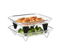 Air Fryer Tray,with Silicone Feet Stackable Tray | 2-Piece 4-6.5L Oven Air Fryer Basket,for Cooking Broiling Dehydrating Meal Prep Home Bar Apartment Dorm Kitchen Counter