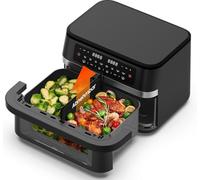 Air Fryer XXL 11L Dual Zone - 2950W Friteuse à Air avec séparateur amovible, 8 programmes, grande fenêtre, Fonction SYNC et DUAL, Friteuse sans huile pour Contrôle précis & cuisson flexible