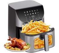 Air Fryer XXL 8,5 L avec 12 Programmes et Fenêtre de Visualisation, 1800W, 85% Moins de Graisse, Écran Tactile Digital LED, 80-200°C, Panier Lavable au Lave-vaisselle, Noir