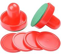 Air Hockey Pushers,2 Pcs 96mm Air Hockey Pushers Poussoir Hockey sur Coussin d'air Rondelles de Remplacement Air Rondelles Pucks Set Glace Accessoires avec 4 rondelles,Rouge