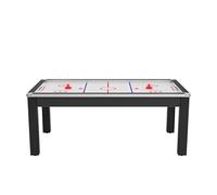Air Hockey Toronto 7 pieds convertible en table à manger - 8 personnes - Coloris noir grainé avec surface blanche