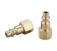 Air Hose Fittings and Air Coupler Plug: Air Compressor Quick-Connect FNPT Female Plug Kit (Industrial Type D, 1/4-Inch NPT Female Thread, Solid Brass, 2 Piece)