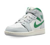 Air Jordan 1 Mid (GS) "Blanc/bleu roi profond-Rouge universitaire", Blanc sommet/vert pin-platine pur, 5 Big Kid