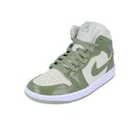 Air Jordan 1 Mid SE Chaussures pour femme (HF4079-003, Sea Glass/Metallic Silver/White/Oil Green), Huile de verre de mer verte 003, 38 EU
