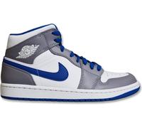 NIKE Homme Air Jordan 1 Mid Shoes Basket, Gris Ciment Blanc Bleu True, 43 EU