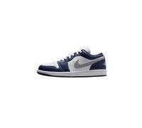 AIR JORDAN Jordan - Sneakers 1 Low en Cuir, Blanc-Gris-Bleu Marine (7.5)