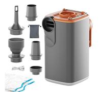 Air Pump for Inflatables - ABS 5x6x9cm 140g | Portable Rechargeable Inflator with Camping Light and 5 Nozzles Tiny Air Mattress Pump | Electric Mini Deflator Strobe Lantern