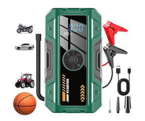 Air Pump - Jump Starter, Car Jump Starter, 2 en 1 avec lumière Digital Display Weatherproof, Rechargeable Tire Inflator Car Jumps Pack For Vehicle Bike Tire Ball Travel Road Trip Camping Hiking