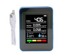 Air Quality Detector CO2 TVOC HCHO Meter 5 in 1 Portable Rechargeable Air Quality Monitor with Temperature Humidity Sensor for Home Office Indoor Air Testing ABS Material (Black and Blue)
