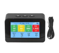 Air Quality Monitor with Time Display CO2 PM2.5 PM1.0 PM10 Tester LCD Screen Air Detector English Version for Home Office Classroom Factory