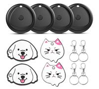 Air Smart tag avec étui, Traceur Lot de 4, Localisateurs d'objets Compatible avec Apple Localiser (iOS Uniquement), Étanche IP68, 80db, Autonomie de 365 Jours, pour Valises/Clés/Sacs/Bagages, Noir