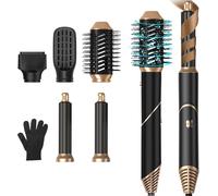 Air Styler 5 en 1, Brosse Soufflante Brushing avec Seche Cheveux Ionique, Boucleur a Air, Brosse Lissante Chauffante, Brosse Coiffante Hairstyler, Multistyler Cadeaux pour Femme Styling - Noir