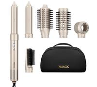 Air Styler 6 en 1, Sèche-Cheveux Ionique,Boucleur Auto,sans chaleur extrême | Brosse Soufflante, Effet Coanda, Séchage Rapide, Effet Salon, Volume, Lissage, Boucles, Étui Voyage, Or Champagne
