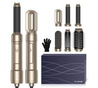 Air Styler Hair Styler 6 en 1,1000W Seche Cheveux Brosse Soufflante, 30mm Air Curl outil de Sèche - Cheveux, Amovible pour le Lissage des Boucles Sèches 3 Vitesse du Vent et de la Température,Doré