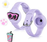 Air-Tag Protective Case,Silicone Air-Tag Bracelet For Children With 4 Pendants,Cute Protective Air-Tag Key Finder Cover For Children,Children's Bracelet For Air-Tag Waterproof (Purple)