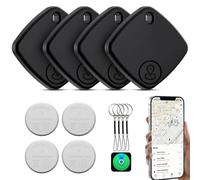 Air Traceur Tag Lot de 4, Localisateur D’Objets Bluetooth Fonctionne avec Apple Find My(Uniquement iOS), Smart Key Traceur, Localisateur de Clés, Valises, Portefeuilles, Sac à Dos (Noir, 4 Pack)